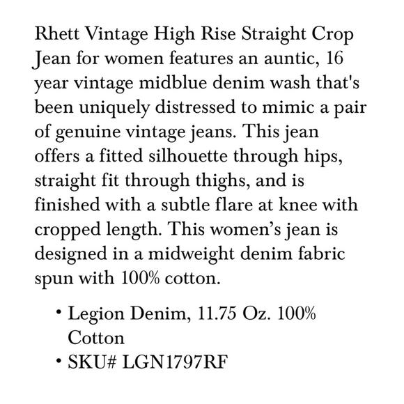 AG Adriano Goldschmied Rhett Aflame Vintage High Rise Straight Crop Jeans 32R - Picture 16 of 16